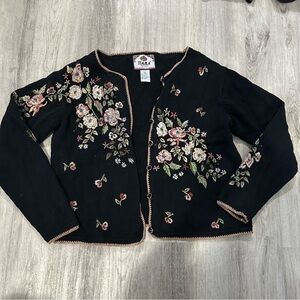 Vintage Tiara Petites Cardigan Sweater Womens PS Embroidered Floral Cottagecore